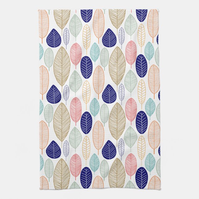 Linge De Cuisine Motif feuille - Couleurs (Vertical)