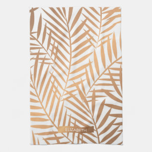 Linge De Cuisine Motif Feuille de palmier d'or
