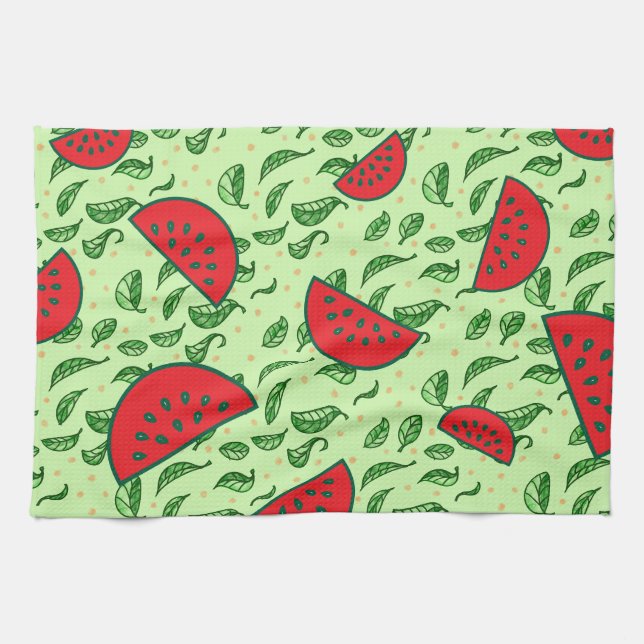 Linge De Cuisine Motif feuille et pastèques (Horizontal)