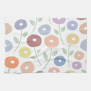 Linge De Cuisine Motif Fleur Floue Lg Pastels sur Fond Blanc