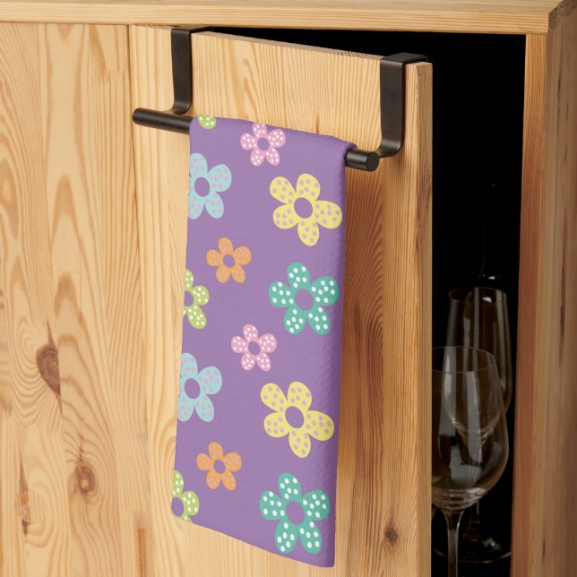 Linge De Cuisine Motif fleur pointillé mignon violet (Pliage en tiers)