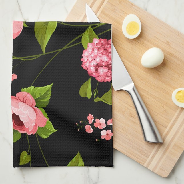 Linge De Cuisine Motif Fleurs 18 (Quart Plié)