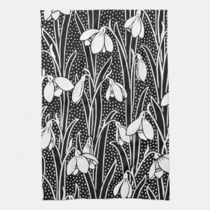 Linge De Cuisine Motif flocon de neige noir et blanc