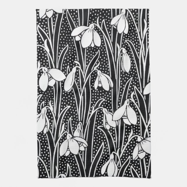 Linge De Cuisine Motif flocon de neige noir et blanc  (Vertical)