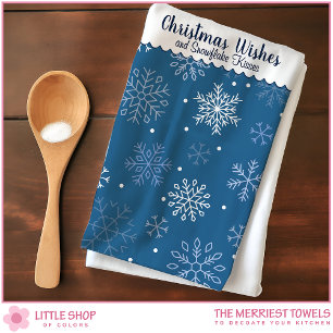 Linge De Cuisine Motif Flocon de Neige Vœux de Noël Personnalisable