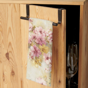 Linge De Cuisine Motif floral à l'aquarelle vintage