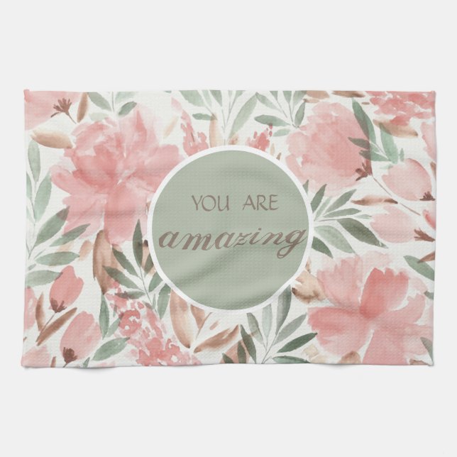 Linge De Cuisine Motif floral à l'aquarelle Vous êtes incroyable (Horizontal)