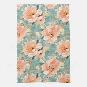 Linge De Cuisine Motif floral abstrait aquarelle vintage
