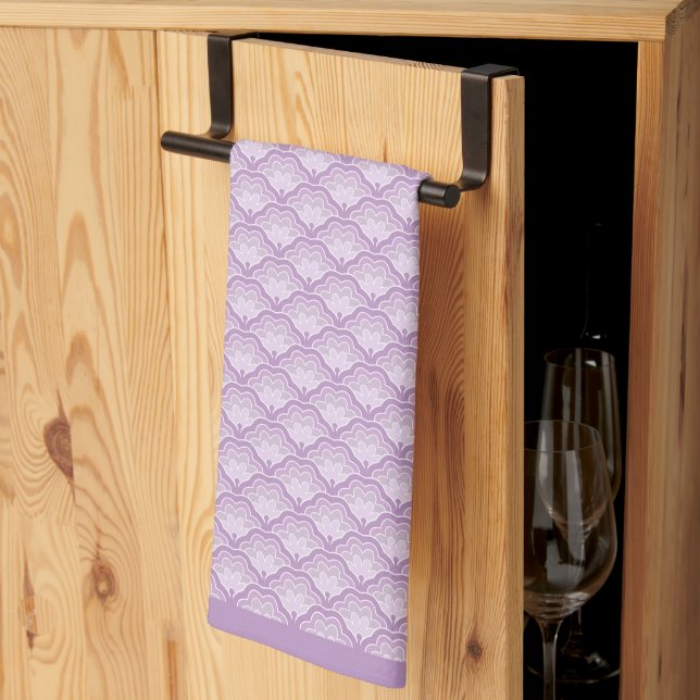 Linge De Cuisine Motif floral abstrait violet moderne (Pliage en tiers)