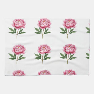 Linge De Cuisine Motif floral aquarelle élégant rose saumon pivoine