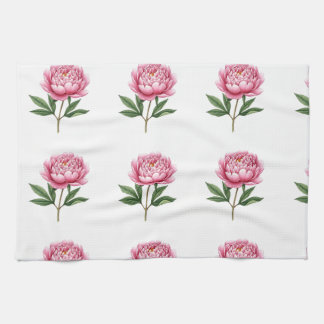 Linge De Cuisine Motif floral aquarelle élégant rose saumon pivoine