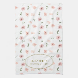 Linge De Cuisine Motif floral avec nom personnalisé