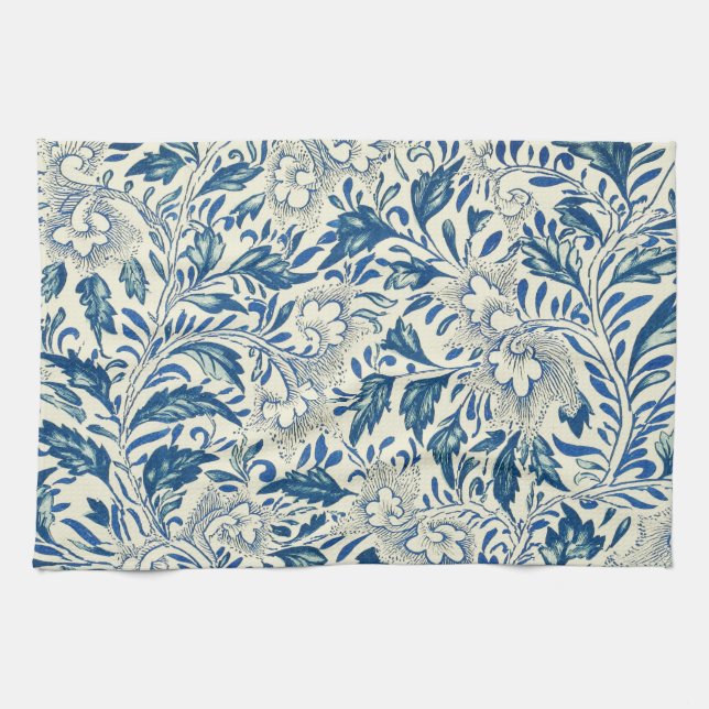 Linge De Cuisine Motif Floral bleu Antique Design asiatique (Horizontal)