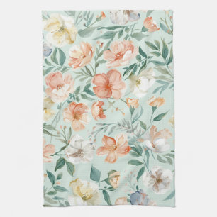 Linge De Cuisine Motif floral bleu aquarelle Prairie fleurie