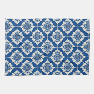 Linge De Cuisine Motif floral bleu et blanc élégant