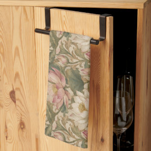 Linge De Cuisine Motif floral botanique de lotus aquatique vintage