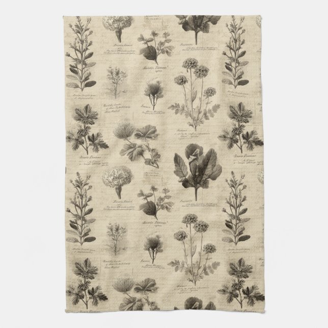 Linge De Cuisine Motif floral botanique vintage (11) (Vertical)