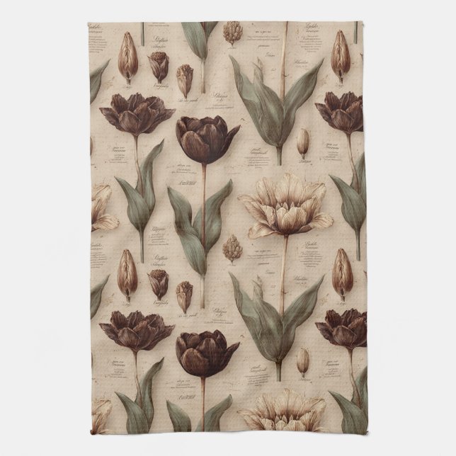Linge De Cuisine Motif floral botanique vintage (6) (Vertical)