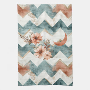 Linge De Cuisine Motif floral chevron Lune rustique (1)