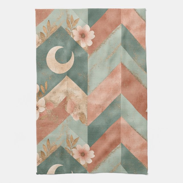 Linge De Cuisine Motif floral chevron Lune rustique (7) (Vertical)