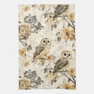 Linge De Cuisine Motif floral cottagecore beige de hibou