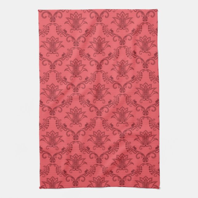 Linge De Cuisine Motif floral damassé (Vertical)