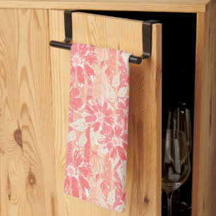Linge De Cuisine Motif floral dans des tons de pêche à la mode