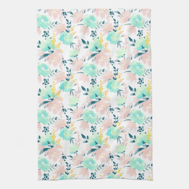 Linge De Cuisine Motif floral d'aquarelle (Vertical)