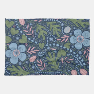 Linge De Cuisine Motif floral d'art folklorique élégant, botanique