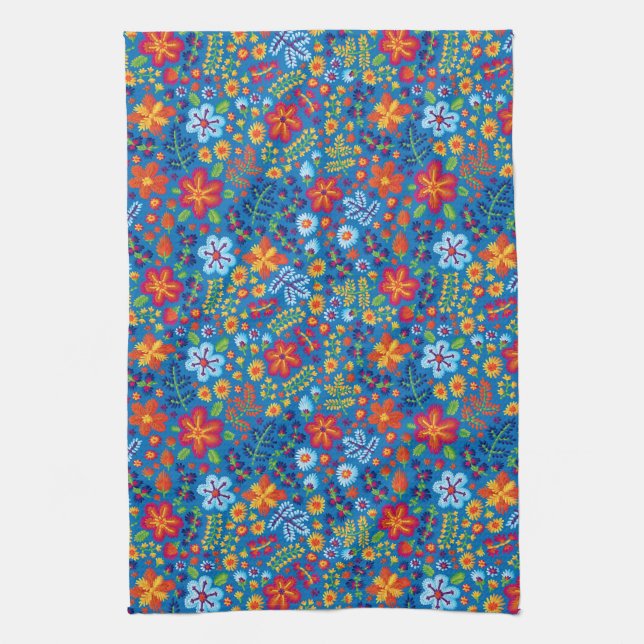 Linge De Cuisine Motif floral de broderie (Vertical)