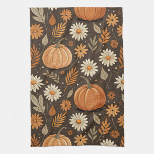 Linge De Cuisine Motif floral de citrouille et de marguerite d'auto