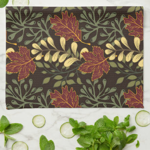 Linge De Cuisine Motif floral de feuilles d'érable rouge foncé