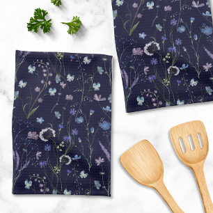 Linge De Cuisine Motif floral de jolie fleur sauvage bleu violet