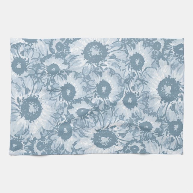 Linge De Cuisine Motif floral de la marine gris Pastel (Horizontal)