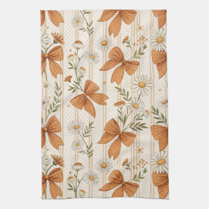 Linge De Cuisine Motif floral de marguerite et de nœud d'automne