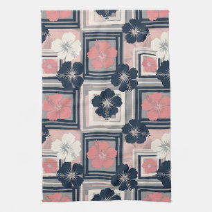 Linge De Cuisine Motif floral d'hibiscus bleu élégant (9)
