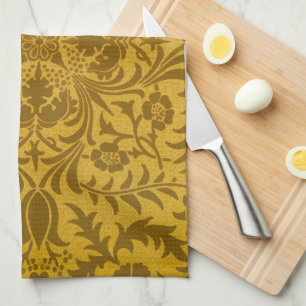 Linge De Cuisine Motif floral doré orné avec symétrie