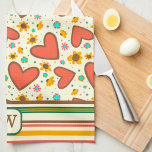 Linge De Cuisine Motif floral du coeur chic Monogramme initial<br><div class="desc">Chic Personnalisé Initiale Motif Floral moderne Torchon à thé moderne. Ces serviettes de cuisine colorées sont parfaites pour ajouter un peu de couleur à votre cuisine. Associez-le avec une bouteille de vin et il fait un grand cadeau personnalisé pour les amis, la famille, les collègues, voisins, etc. La zone monogramme...</div>