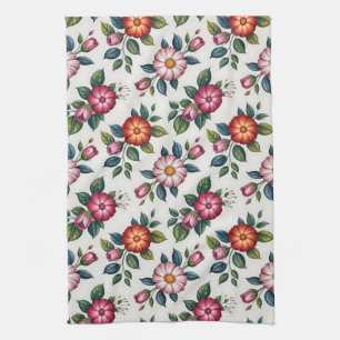 Linge De Cuisine Motif floral élégant avec roses et marguerites