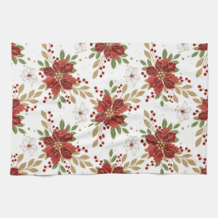 Linge De Cuisine Motif floral élégant de poinsettia d'hiver