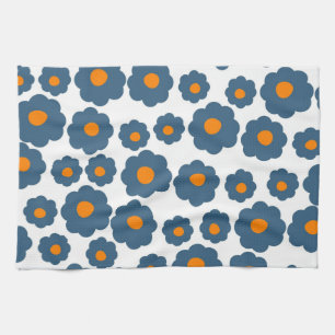 Linge De Cuisine Motif floral hippie bleu orange prépa
