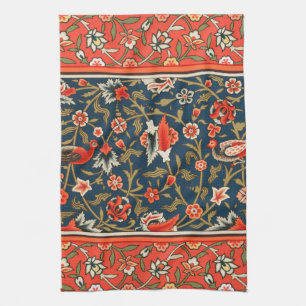 Linge De Cuisine Motif floral indo-persan bohème vintage rouge
