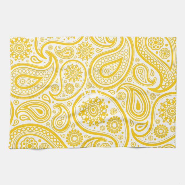 Linge De Cuisine Motif floral jaune de Paisley (Horizontal)