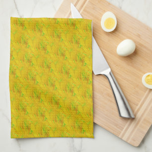 Linge De Cuisine Motif floral jaune Palmier Doré Moderne