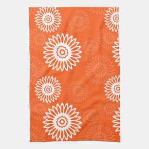 Linge De Cuisine Motif floral minimaliste tangerine orange margueri