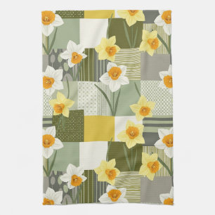 Linge De Cuisine Motif floral narcisse du milieu du siècle