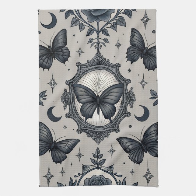 Linge De Cuisine Motif floral papillon gothique (2) (Vertical)