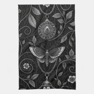 Linge De Cuisine Motif floral papillon gothique (3)
