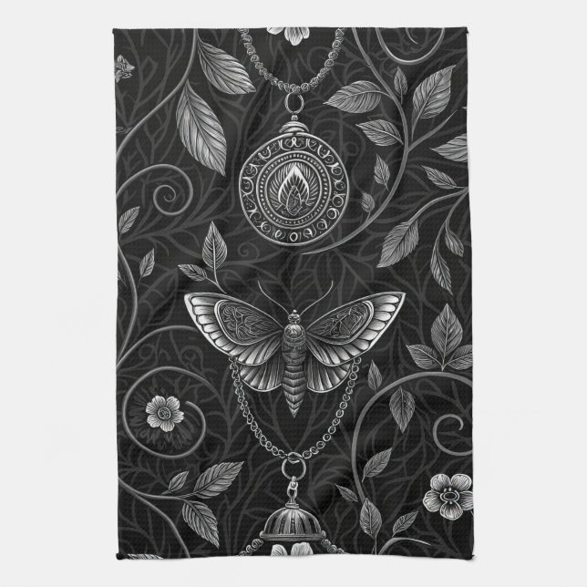 Linge De Cuisine Motif floral papillon gothique (3) (Vertical)