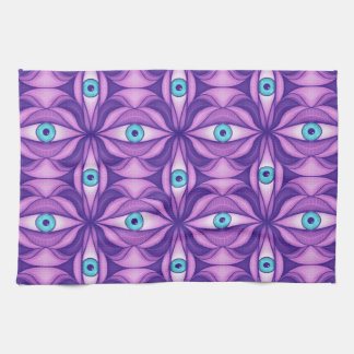 Linge De Cuisine Motif floral pourpre botanique abstrait yeux bleus